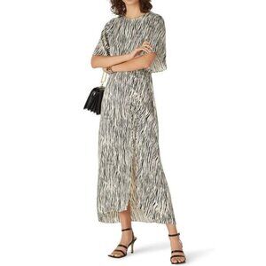 PETERSYN Etta Black & White Zebra Stripe Gathered Dress Size Large